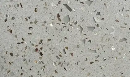 Closeup image of Playa Beige Glass Terrazzo countertop slab