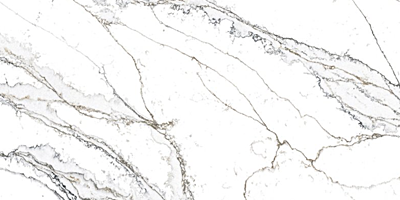 Closeup image of Stratus Quartz Unique Calacatta Macchia Vecchia Quartz countertop slab