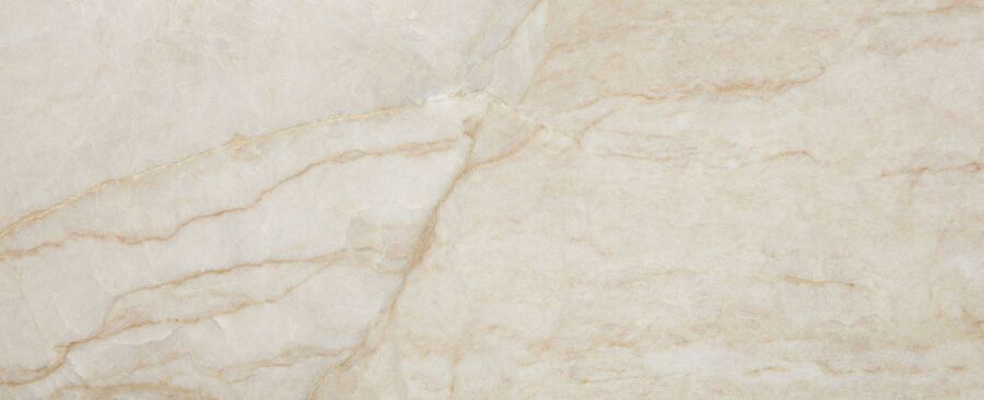 Closeup image of Perla Venato White Quartzite countertop slab